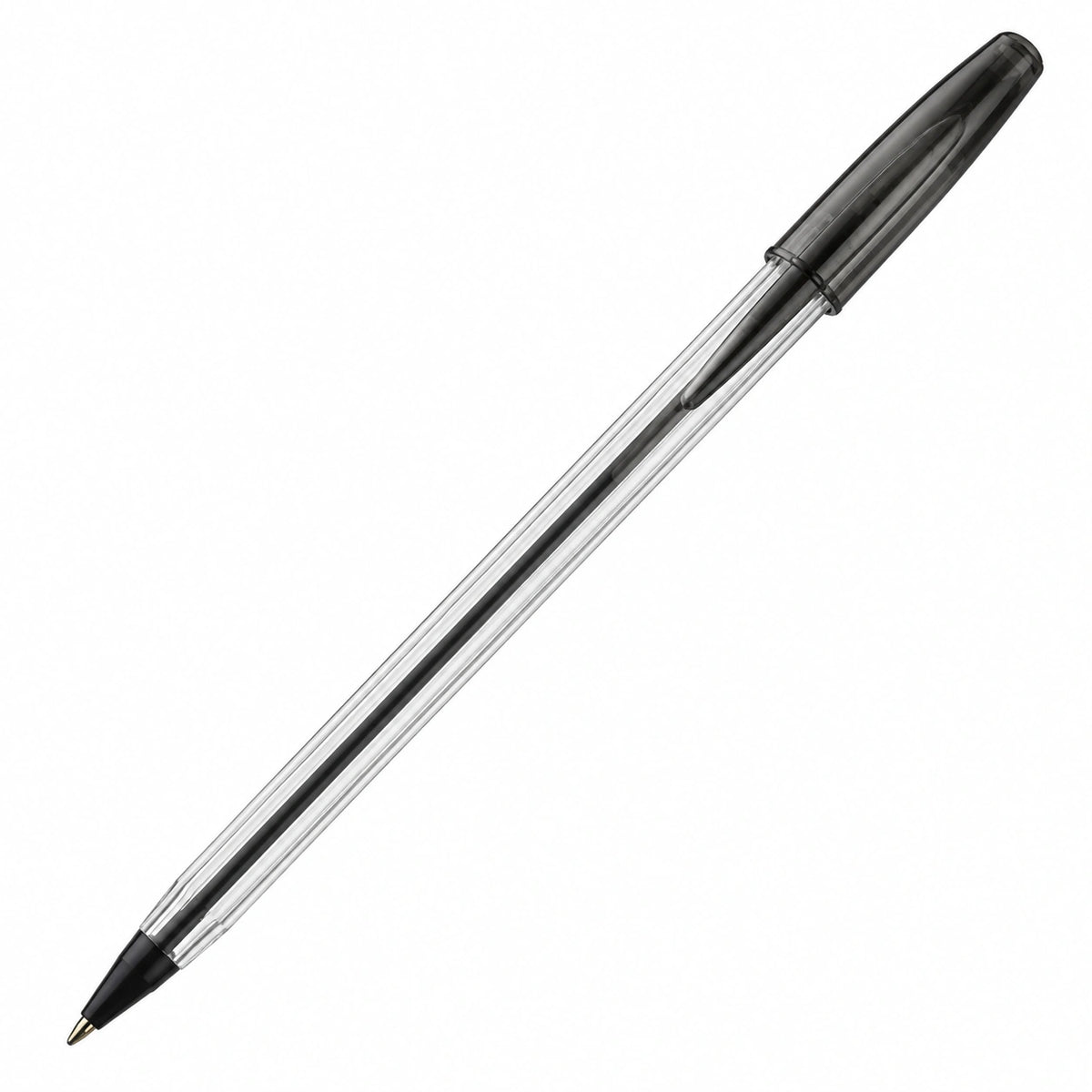 Bolígrafo Negro, Cuerpo Transparente, Punta Fina 0.7mm