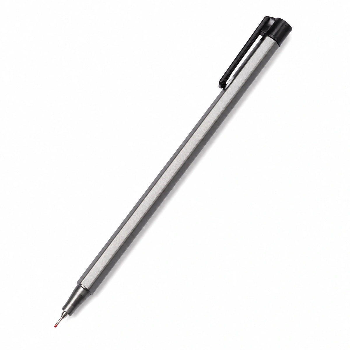 Bolígrafo Metálico de Punta Fina 0.5mm Plateado y Negro