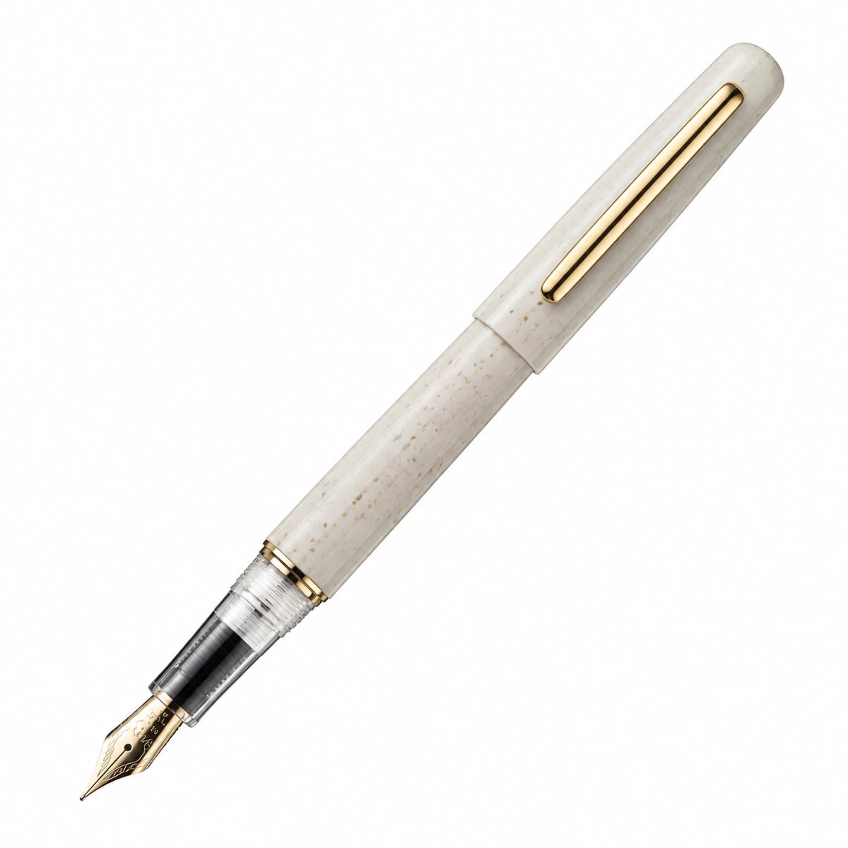 Pluma estilográfica marfil con detalles dorados