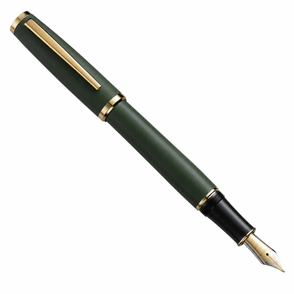 Pluma Estilográfica Verde Oscuro con Detalles Dorados