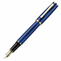 Pluma estilográfica azul con detalles dorados