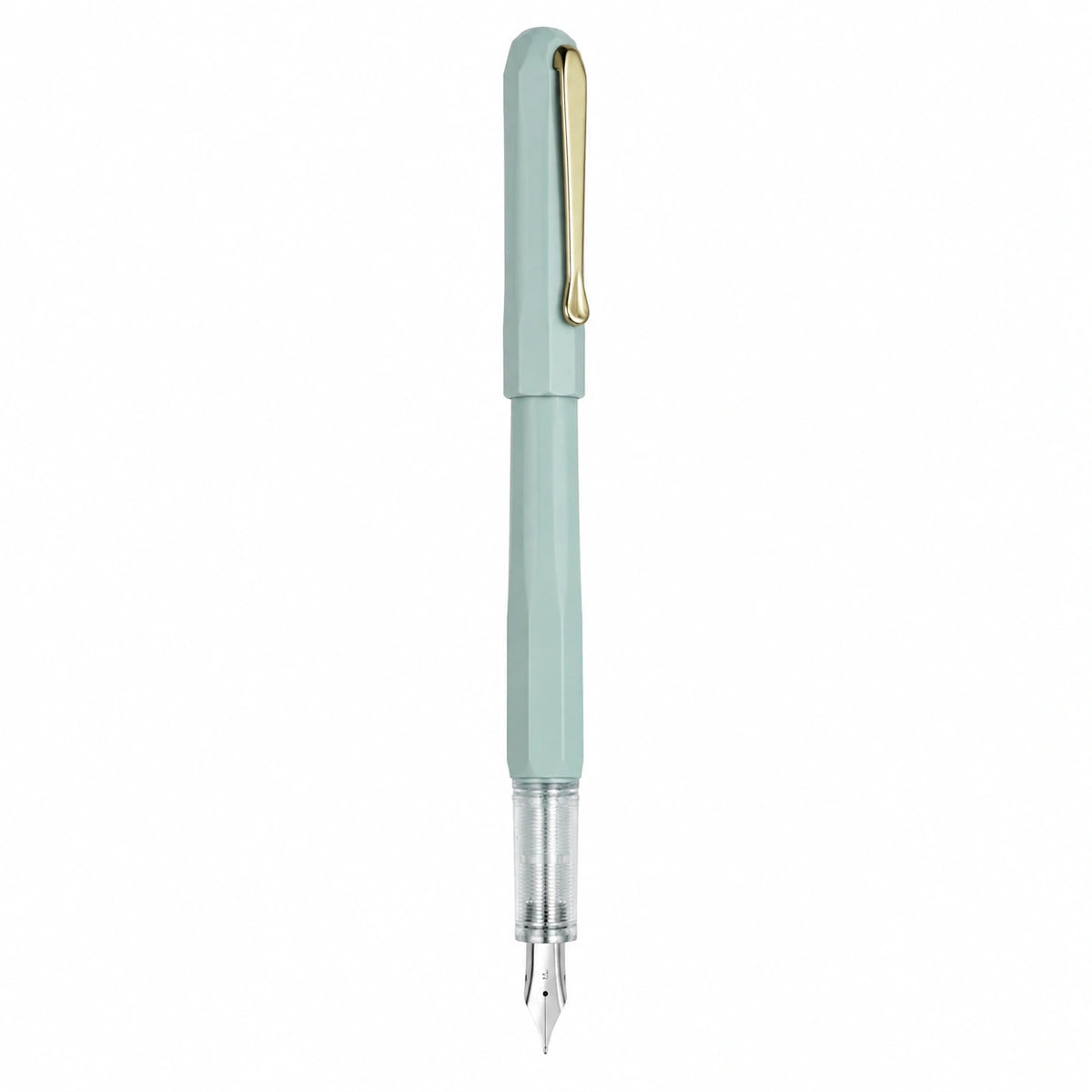 Pluma Estilográfica Verde Claro con Clip Dorado