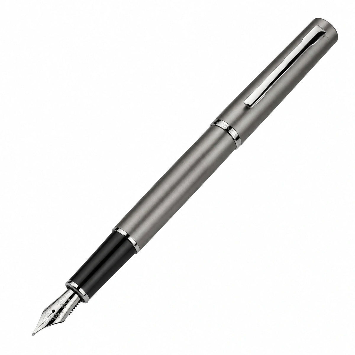 Pluma Estilográfica de Metal Gris con Punta Fina