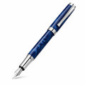 Pluma Estilográfica Azul Clásica con Detalles Plateados