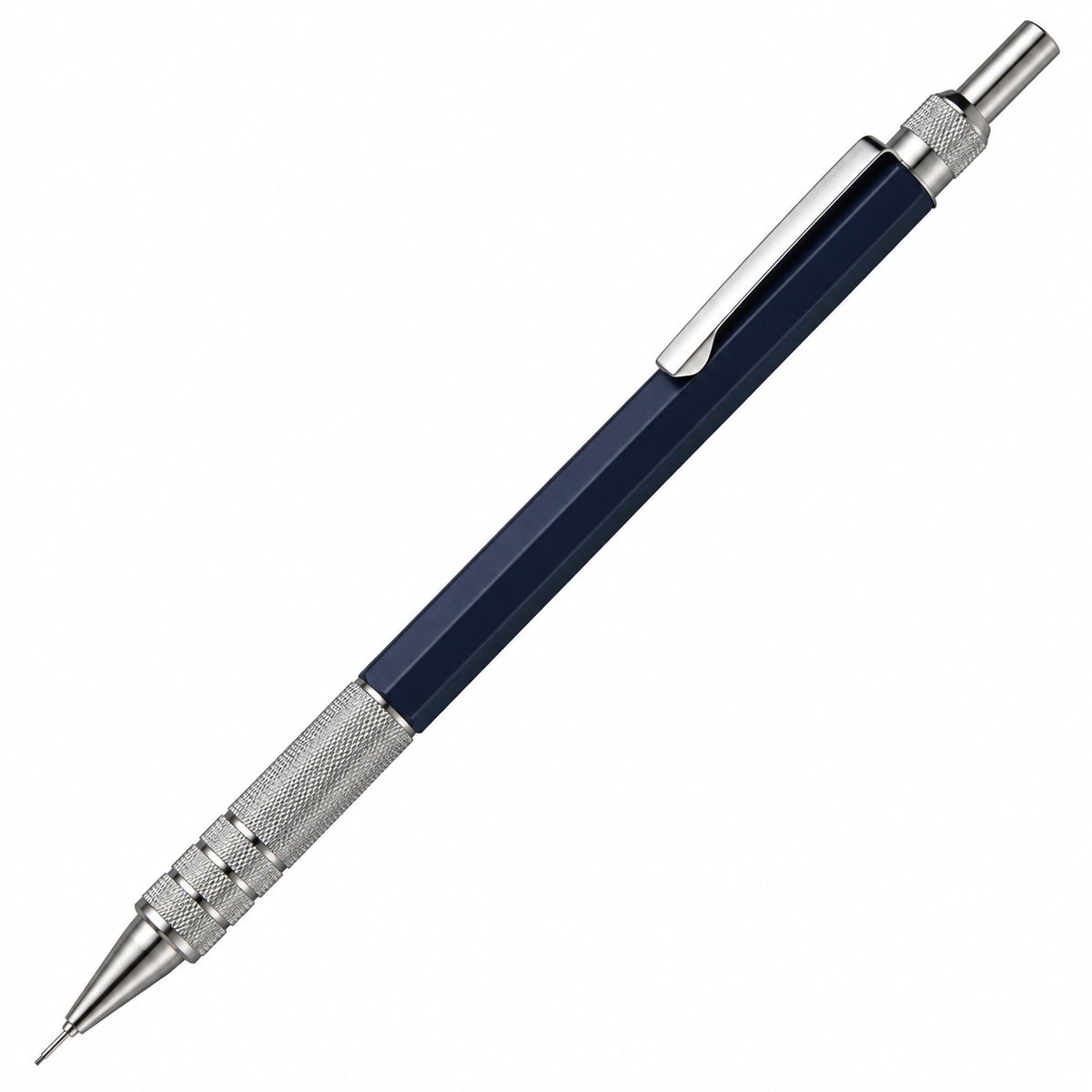 Portaminas Metálico 0.5 mm Azul Marino con Agarre Antideslizante